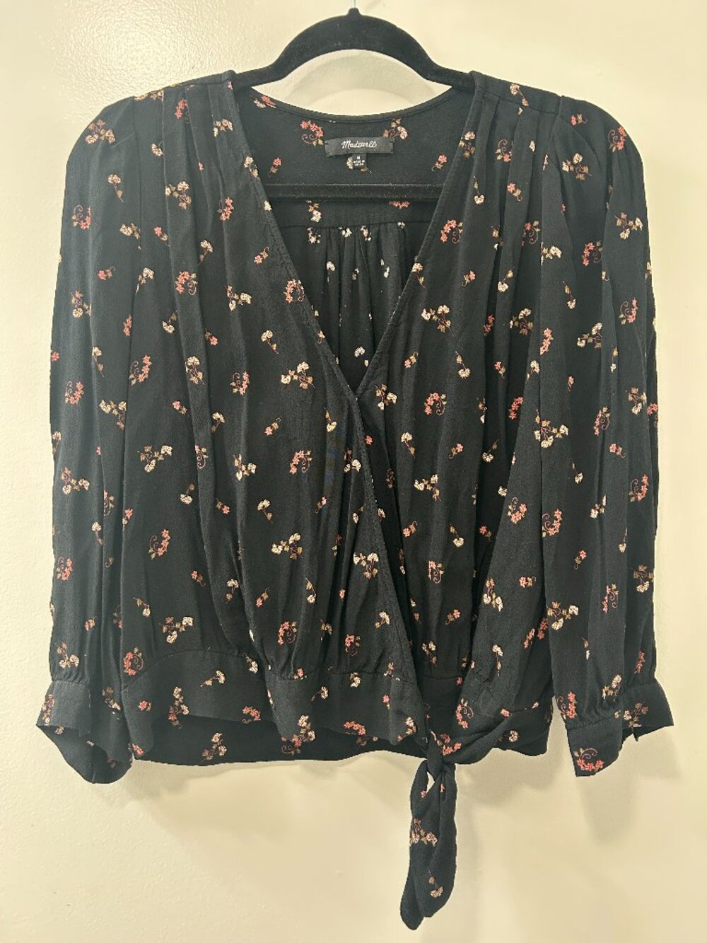 Madewell Long Sleeve Floral Wrap Top